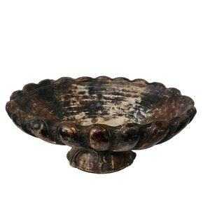 Antique-Style Attilas Original Repro‎ Oval Scalloped Pedestal Bowl 19" x 9"